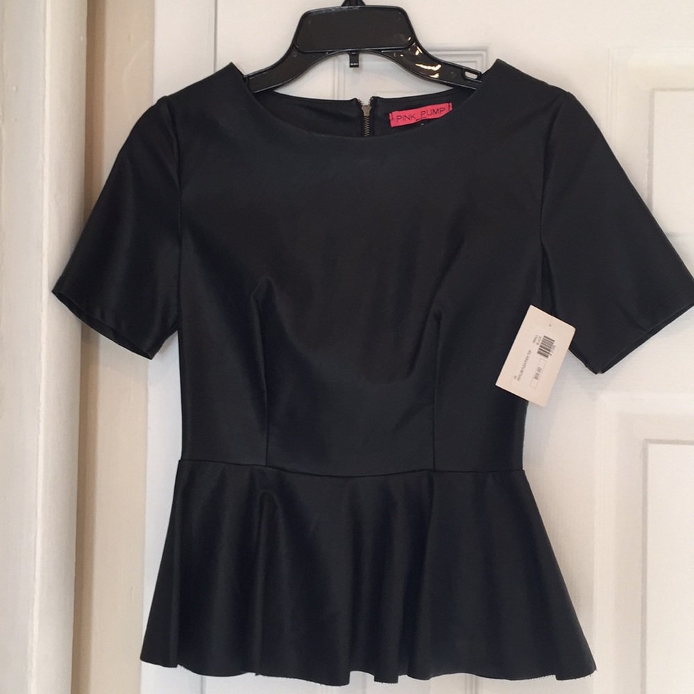 Pink pump Faux leather Peplum top